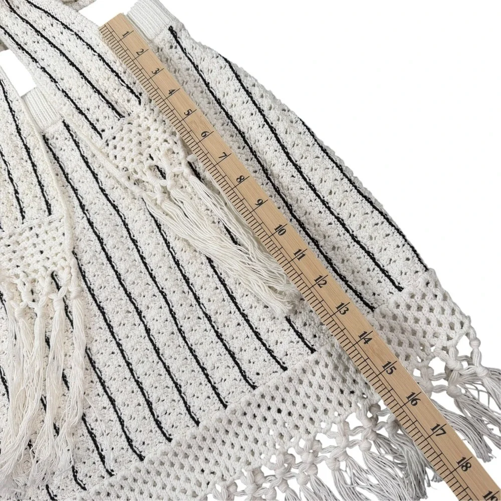 & Other Stories Womens Crochet Knit White Black Striped Skirt Top Set Size XS